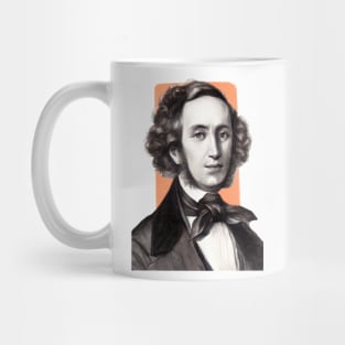 German Composer Felix Mendelssohn orange illustration Mug